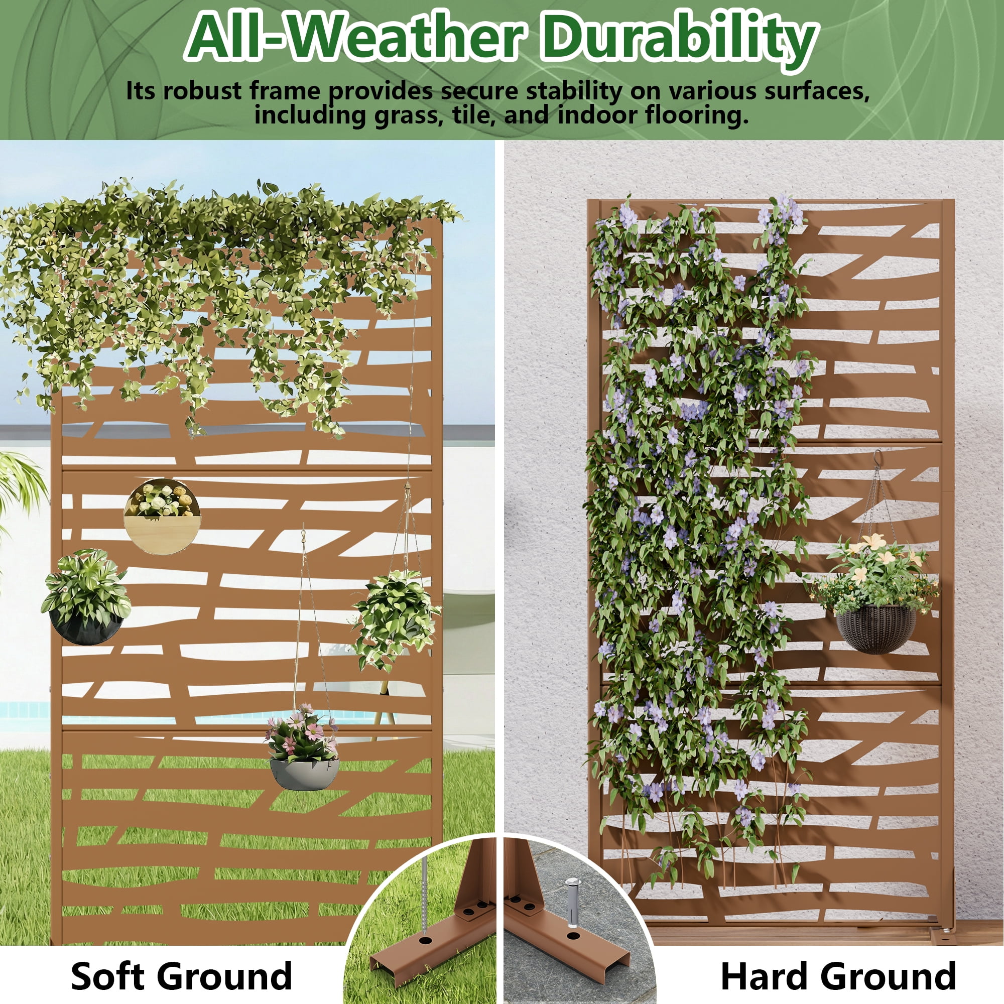 Privacy Metal Screen Fence Panel Horizontal Stripe Pattern