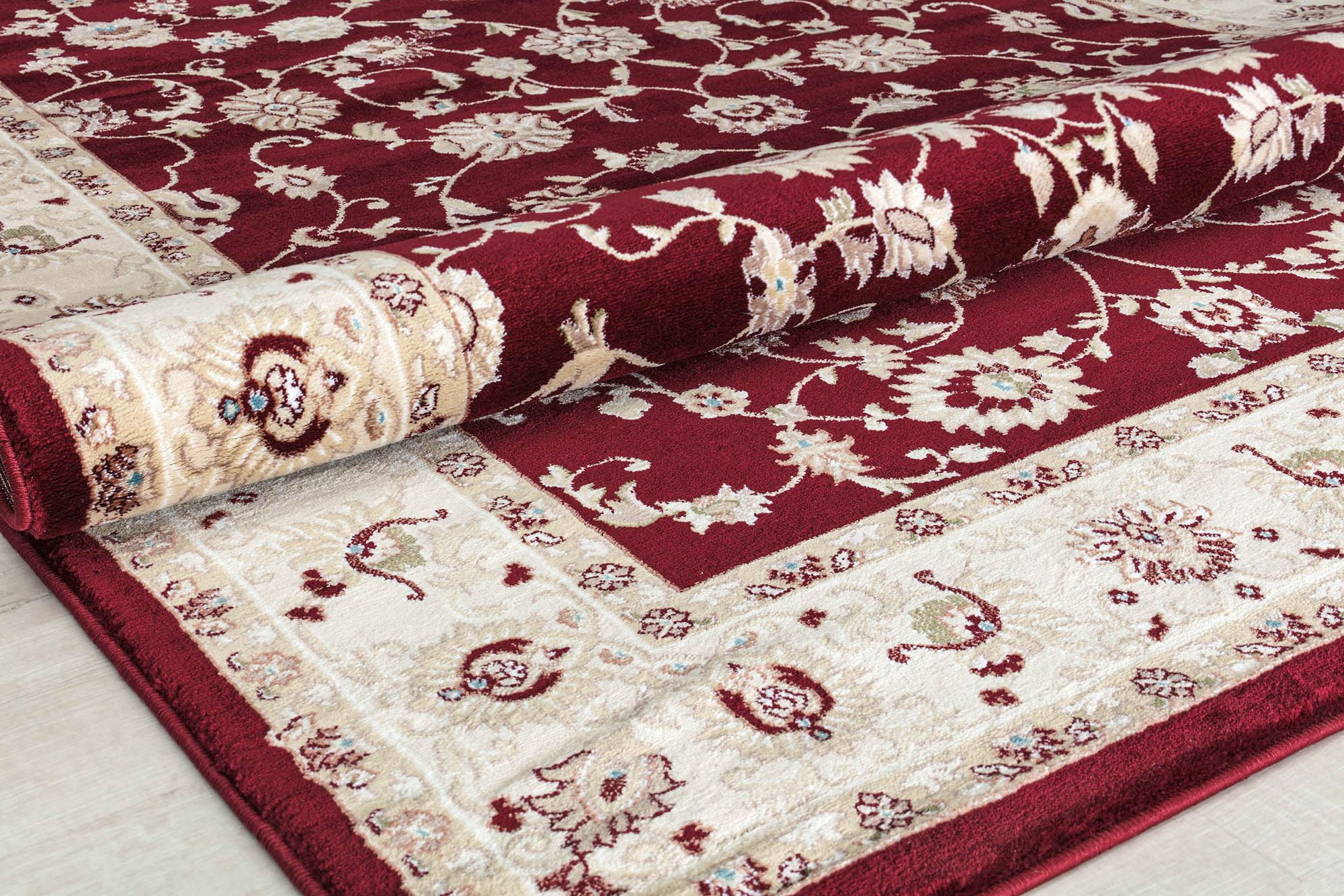 Centurion CY50B Floral Burgandy Transitional Vintage Red Area Rug, 5'0"x5'0"