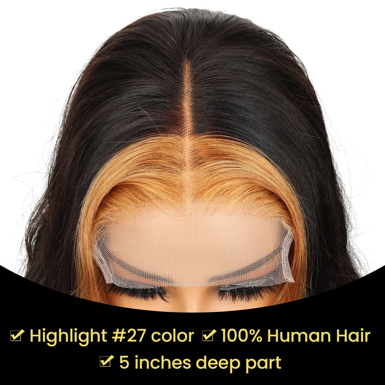 ChicRosa 5x5 Lace Closure Wig Human Hair #27 Highlight Body Wave 180% Density
