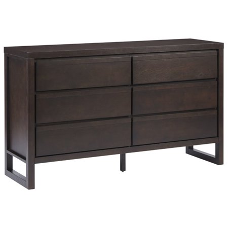 Bowery Hill Transitional Wooden 6 Drawer Dresser in Dark Chocolate Finish