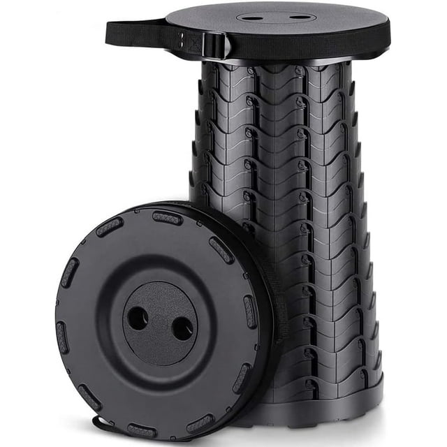 LinenLoon Tabouret Télescopique Amélioré Léger Mais Plus Robuste Pliable avec Capacité de Charge 400lbs Tabouret Portable Pliable pour Adultes Activité Intérieure Extérieure (Noir)
