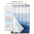 thumbnail image 2 of No Hook Cloth Fabric Shower Curtain with Snap in Liner, Navy Blue Ombre Waterproof Shower Curtains Set with See Through Top Window, Modern Abstract Art Ocean Oil Painting Bath Curtains Shower 36"x78", 2 of 6