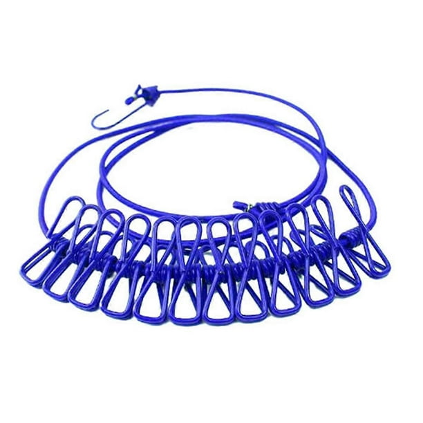 C Retractable Clothes Drying Rack Rope with 12 Clips Portable Clothesline Clothing Line for Laundry Drying Line Camping