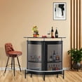 AIMEZO Modern Bar Unit with Metal Mesh Front, Home Liquor Bar Table
