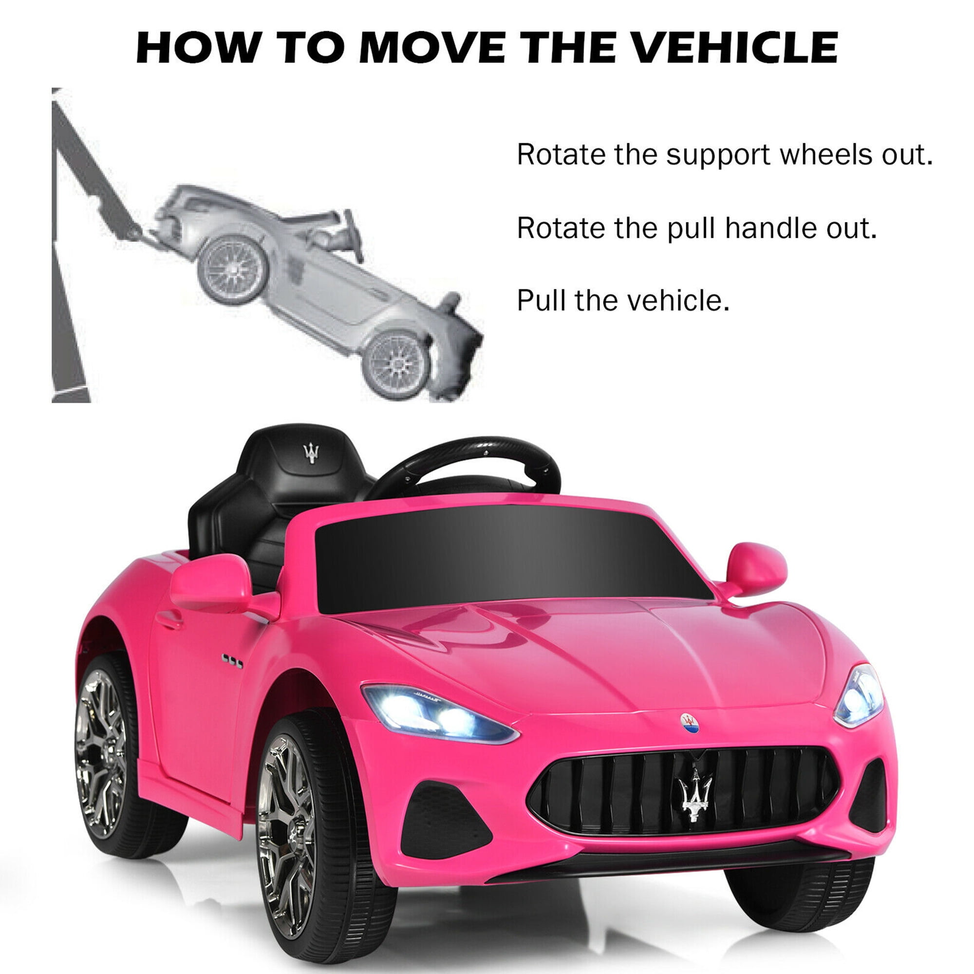 Gymax 12V Kids Ride On Car Maserati GranCabrio Licensed w/ Remote Control& Lights Pink