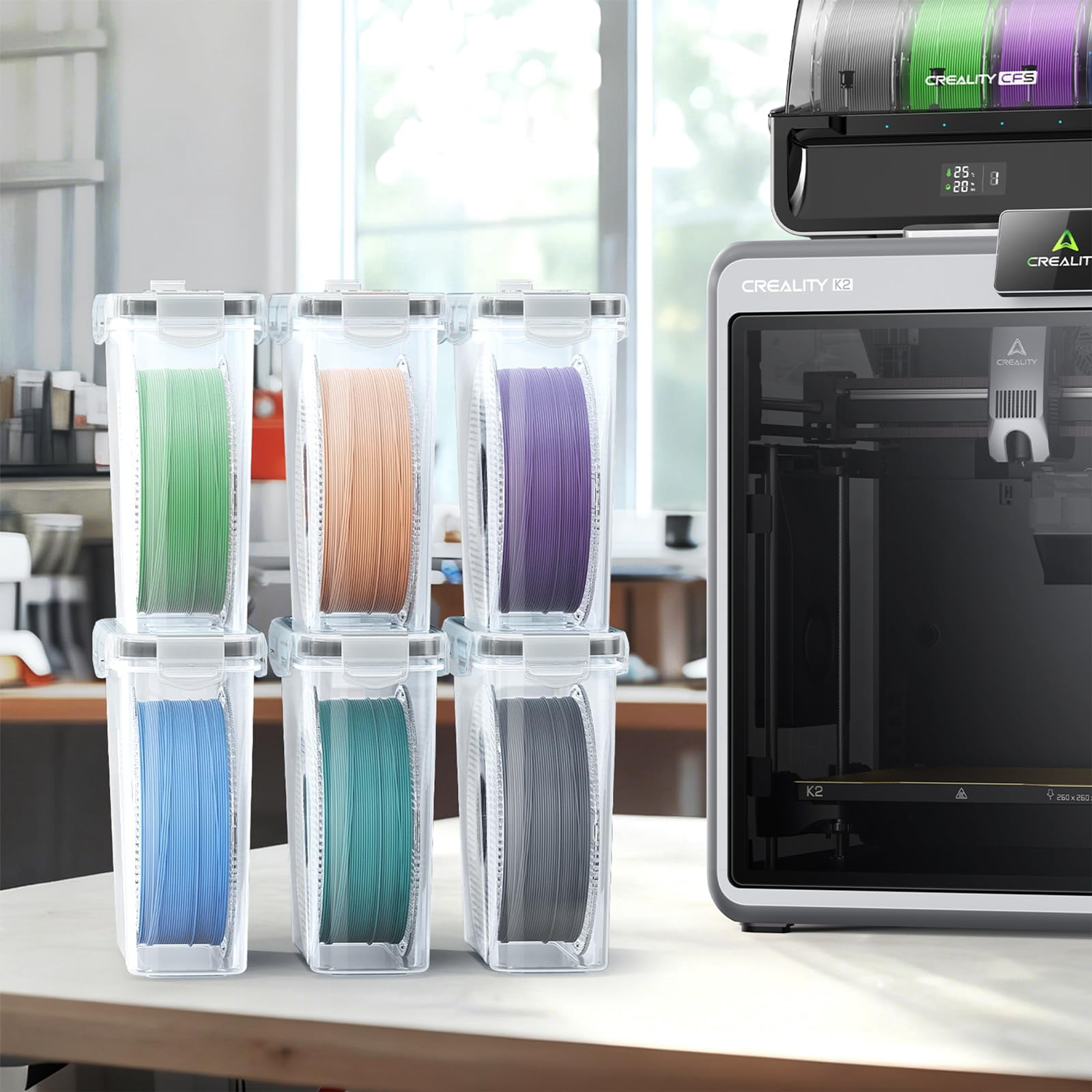 Aokeyee Filament Storage Box 4 Pack Filaments Container for 3D Printing Filament Sealing and Protection with Label Water-Proof and Dust-Proof 4.0L