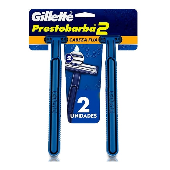 Rastrillo Gillette Prestobarba con 2 hojas y cabeza fija, 2 pzas