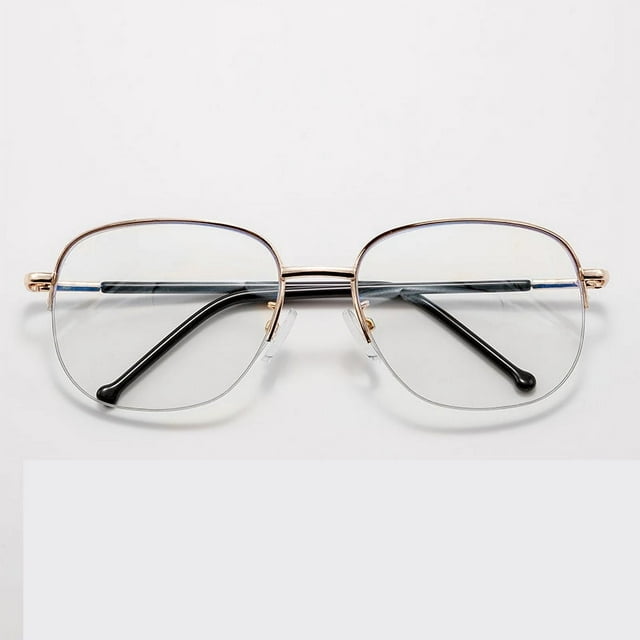 Smart zoom Multifocal Reading Glasses Men Women Progressive Anti Blue Ray UV Protect Hyperopia Glasses Half Frame Metal Titanium Gold +150