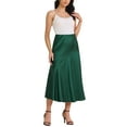 thumbnail image 2 of Falda Maxi de Satén para Mujer, Cintura Alta, Casual, Fiesta de Cóctel, Boda, Sirena, Larga, Verde, 2 of 6