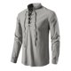 thumbnail image 4 of Mens Slim Fit Camisas de Manga Larga Cuello de Pie Suéter Blusa para Hombres, Camisas de Manga Larga Casual Elegante Color Sólido Superior, Suave Ligero de la Moda de Verano Tee, 4 of 7