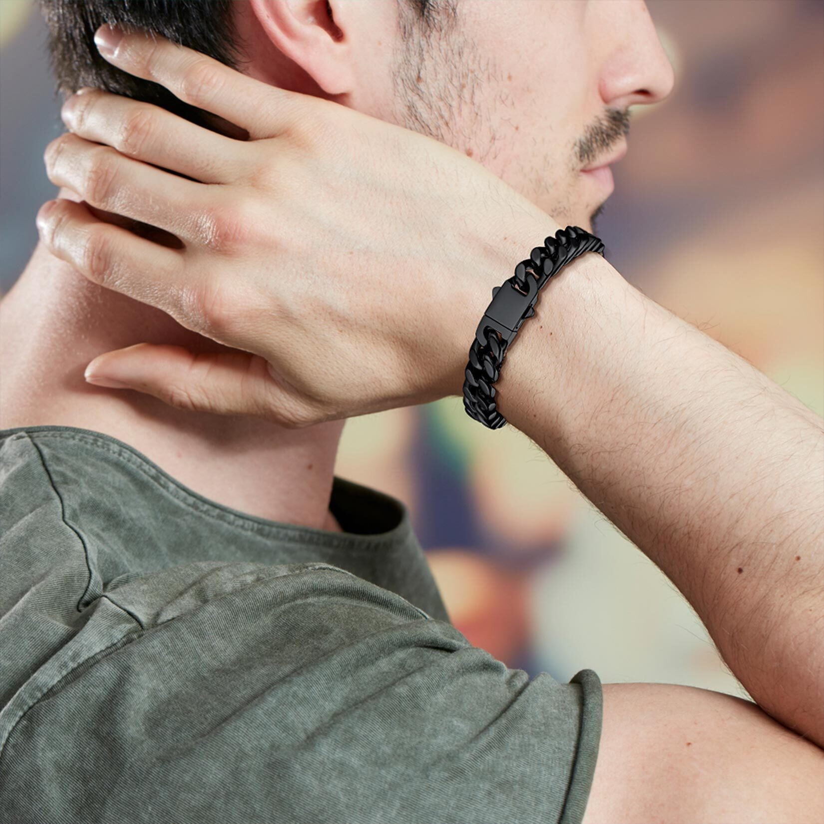 ChainsProMax Black Cuban Link Chain Bracelet Men photo 3