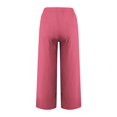 thumbnail image 5 of Yubnlvae Women's Cotton Linen Drawstring Pants - High Waist Wide Leg Trousers with Pockets - Bohemian Casual Palazzo Bottoms (S-XXXL) (Hot Pink | L), 5 of 7