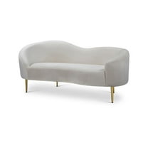 Meridian Furniture Ritz Contemporary Velvet Loveseat in Cream