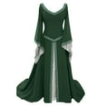 thumbnail image 1 of Vestido medieval de manga larga con escote en V para mujer, largo hasta el suelo, para cosplay, 1 of 2