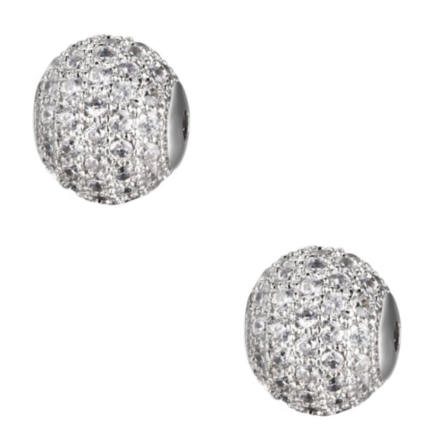 Qarigey Collar de cuentas, tobillera, espaciador de cuentas decorativas, cobre, fabricación de joyas DIY, encontrar artesanía de cristal, Plata Blanco 10mm 2piezas