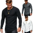 thumbnail image 4 of Askfv Men's T-Shirt Pleated Raglan Sleeve Tee Long Sleeve Fashion Workout Shirts Hipster Shirt, 4 of 4