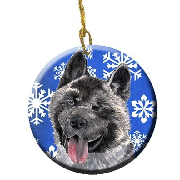 Akita Winter Snowflakes Holiday Ceramic Ornament
