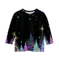 thumbnail image 4 of Grblisyd Girls Blouse Kids 10-12 Years Graphic Shirts Christmas Shirts 3/4 Sleeve Shiny Xmas Tree Print Cute Preppy T Shirts Pink Tops for Girls Black 130, 4 of 5