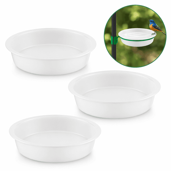 Artrylin 3 Pcs Clear Bird Bath Bowls, Replacement Bird Feeder Water Cups – Hanging Plastic Bird Drinking & Feeding Trays for Wild Birds, Outdoor Garden Yard & Indoor Aviary (Bowl Only) White