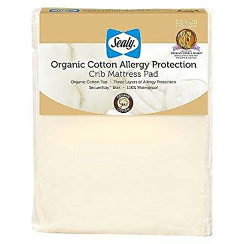 sealy allergy protection crib mattress pad cover with organic cotton top