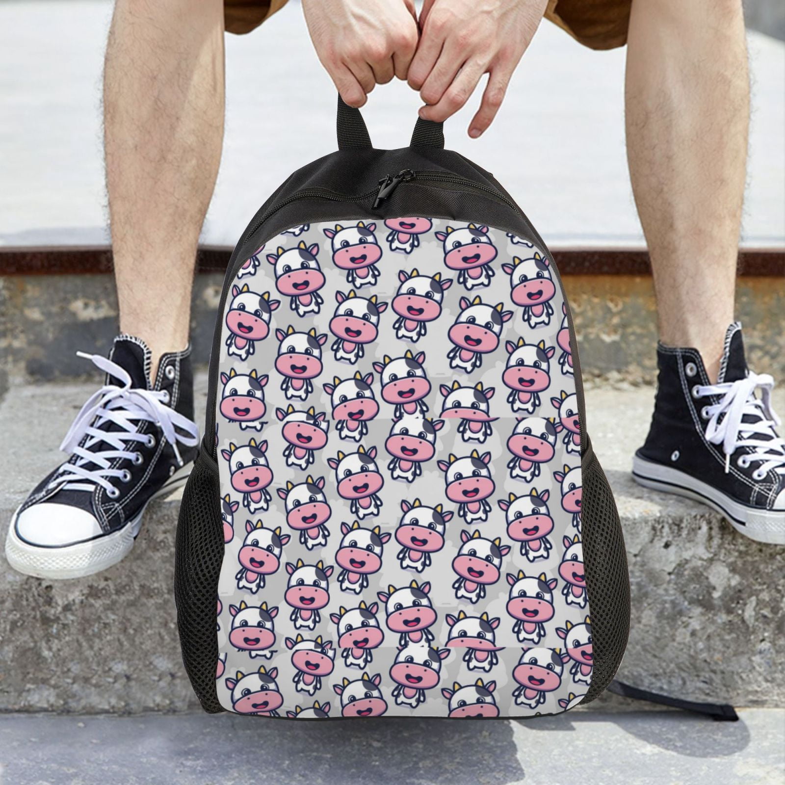 Defioc Baby Cow Print Backpack -Travel,or Work Bookbag Daypacks with 15-Inch Laptop Sleeve and Dual Water Bottle Pockets