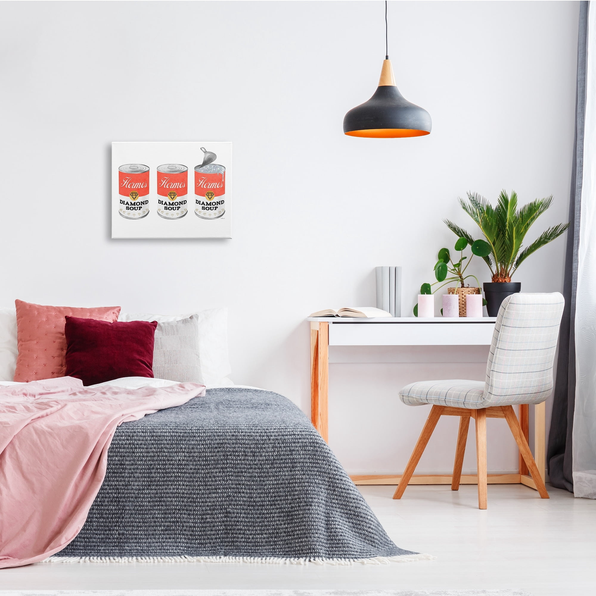 Stupell Industries Glam Condensed Soup Pop Trio Fashion Diamond Red, 48 x 36, Design by Amanda Greenwood