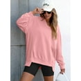 thumbnail image 4 of Women'S Oversized Sweatshirts Long Sleeve Shirts V Neck Loose Pullover 2025 Trendy Fall Outfit Pink XL, 4 of 6