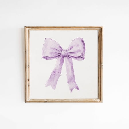 Purple Preppy Bow Square Aesthetic Teen Room Decor College Apartment Nursery Artwork Lilac, Unframed Poster