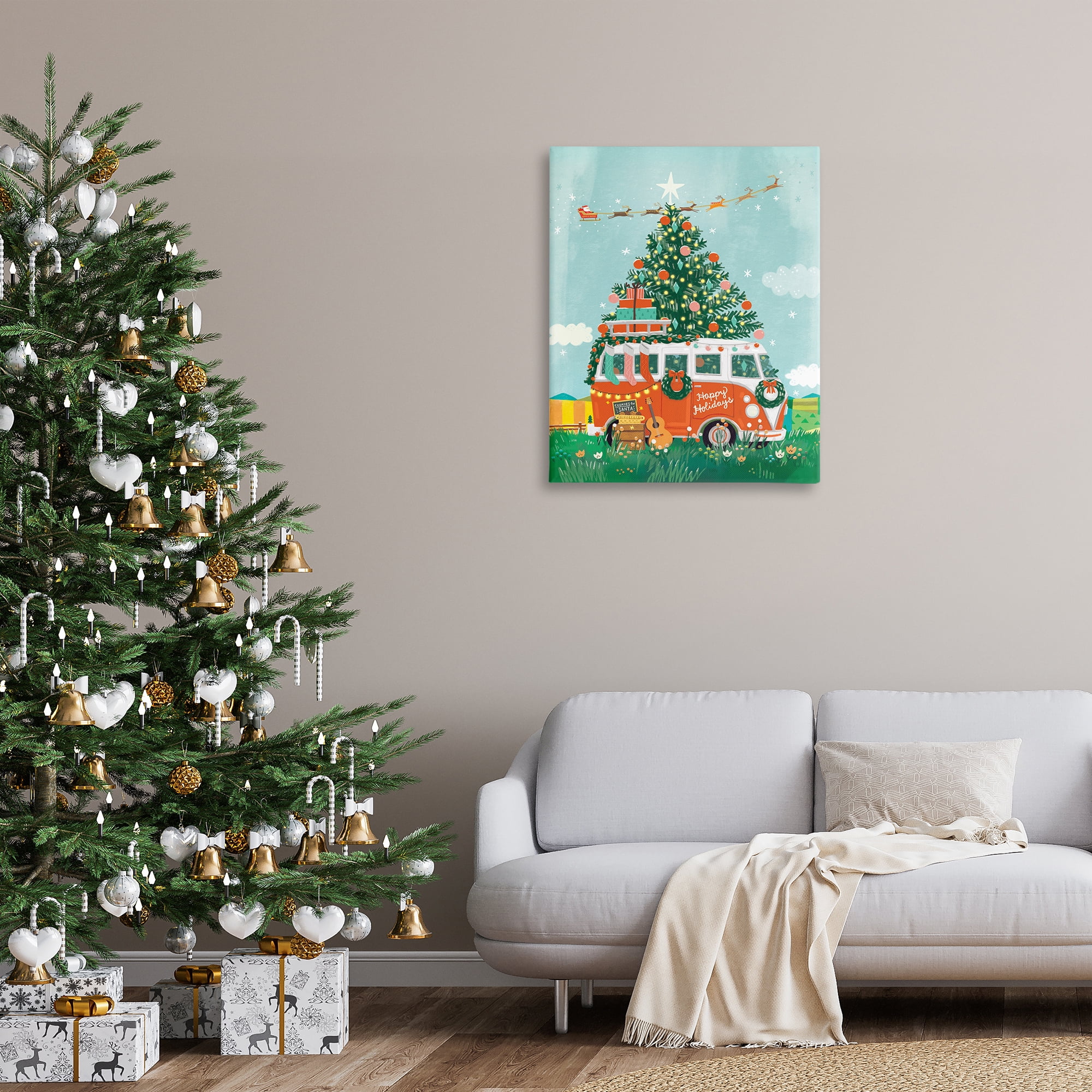 Stupell Industries Christmas Van Hangout Holiday Painting Gallery Wrapped Canvas Art Prints Wall Art, 30 x 40