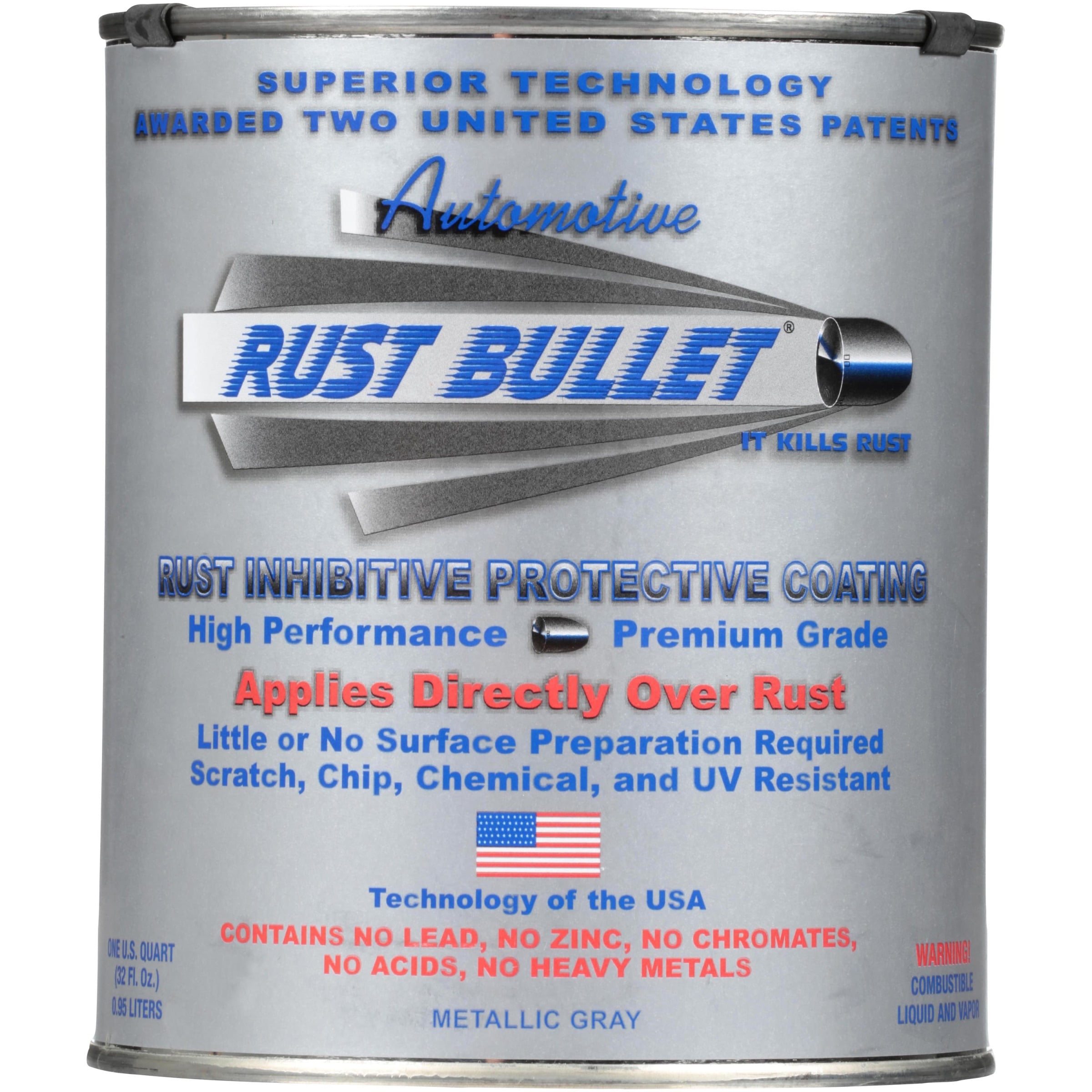 Rust Bullet RBA53 Automotive Inhibitor Paint 1 Quart Metal Can Metallic