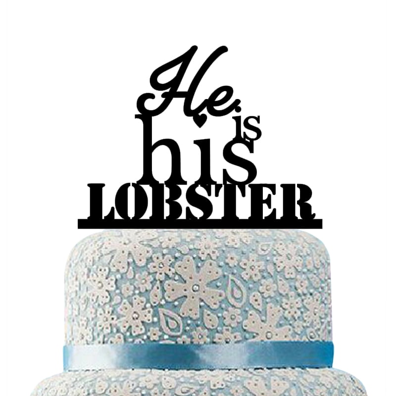 Buythrow He is His Lobster Cake Topper,Same Sex Wedding Cake Topper by Dreamstrue LLC
