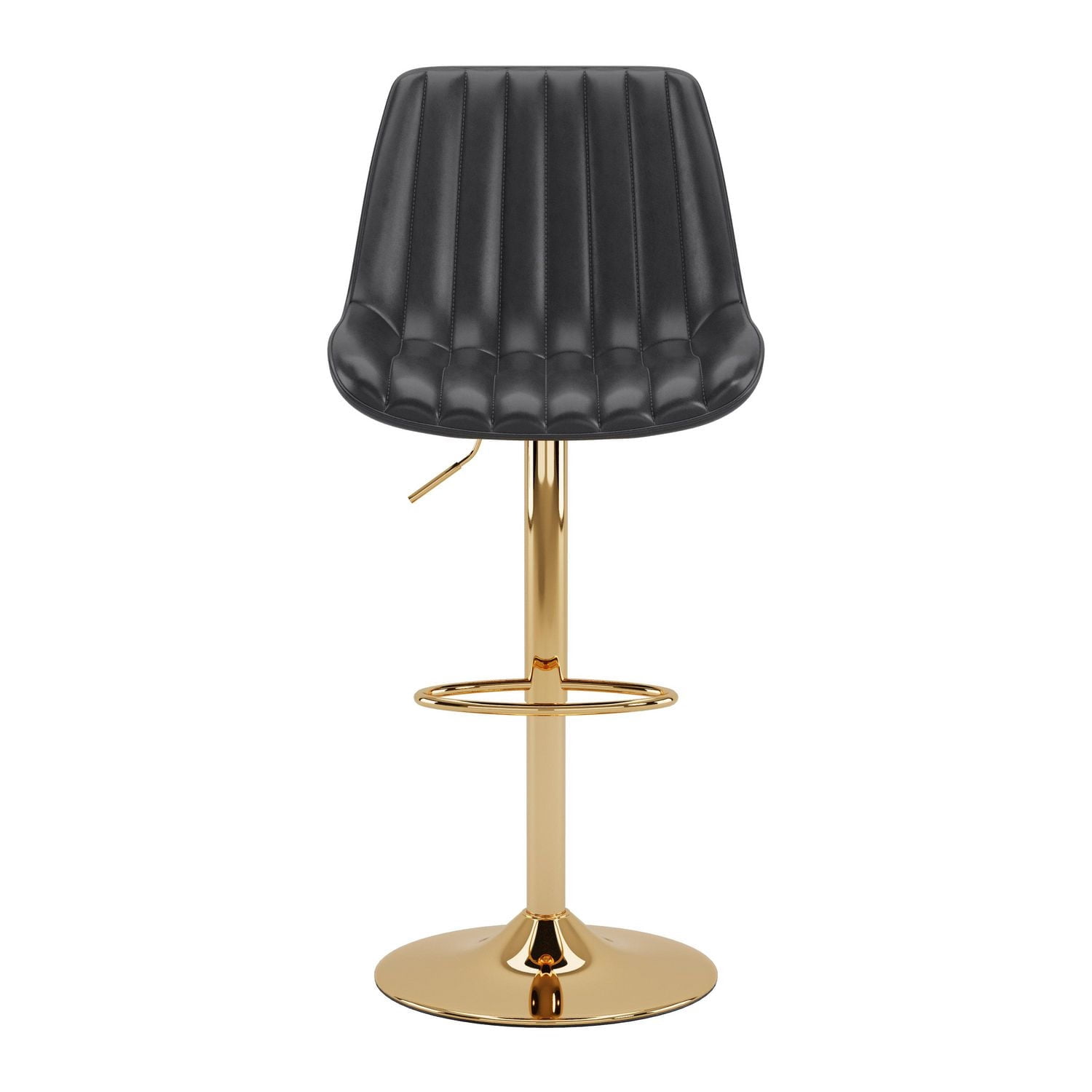 CorLiving Arwen Set of 2 Faux Leather Upholstered Adjustable Height Gold Base Indoor Barstools