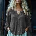 thumbnail image 5 of Women's Long Sleeve Linen Tops Loose Button Down Shirts Boho Style Beach Spring Summer Casual Blouses (L, Gray), 5 of 6