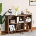 thumbnail image 3 of Joaxswe Organizer with Shelf, 6 Cube Storage Organizer Farmhouse Wood Cube Bookcase for Living Room Dark Rustic Brown, 3 of 8