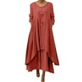 thumbnail image 1 of TJAZFJPA Robes en Crochet pour Femmes Robe Longue Irrégulière Unie Manches Longues Femmes Décontractée Ample Col Rond Robe de Soirée Robes à Rabat pour Femmes Robes de Soirée Formelles, 1 of 5