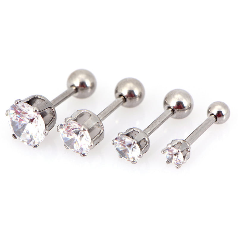 1 Pair Titanium Steel Prong Cartilage Piercing Ear Studs Earrings Jewelry_TI 