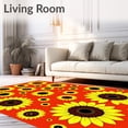 thumbnail image 2 of ODIKA 2'x3' Machine Washable Non-Slip Area Rug, Blooming Sunflower Field Bath with Vibrant Petals Design High Traffic Rug, Red, 703360, 2 of 7