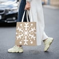thumbnail image 6 of YFYANG Reusable Cotton Canvas Tote Shopping Bag, Khaki Snowflake Pattern Washable Portable Grocery Bag for Daily Travel, 6 of 8