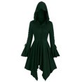thumbnail image 2 of Renaissance Witch Costume, Halloween Cosplay Gown, Medieval Button Dress, Witch Hooded Dress, Gothic Cape Dress Retro Hooded Ruffle Sleeves Irregular Skirt Women'S Cape Coat, Green XXL, 2 of 6