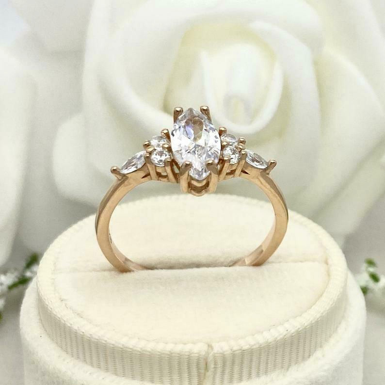 HeartsAndYou 1.4ct Engagement Ring for Women Marquise Cut Moissanite Solitaire Petite 18k Yellow Gold Over Silver