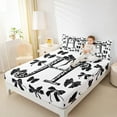 thumbnail image 4 of Feelyou Modern Monogrammed H Queen Sheet Sets, Kawaii Princess Black Bow Flat Sheet, Fashion Initial Letter Queen Fitted Sheet, Super Cozy Room Decor, 4 Pieces, 4 of 7