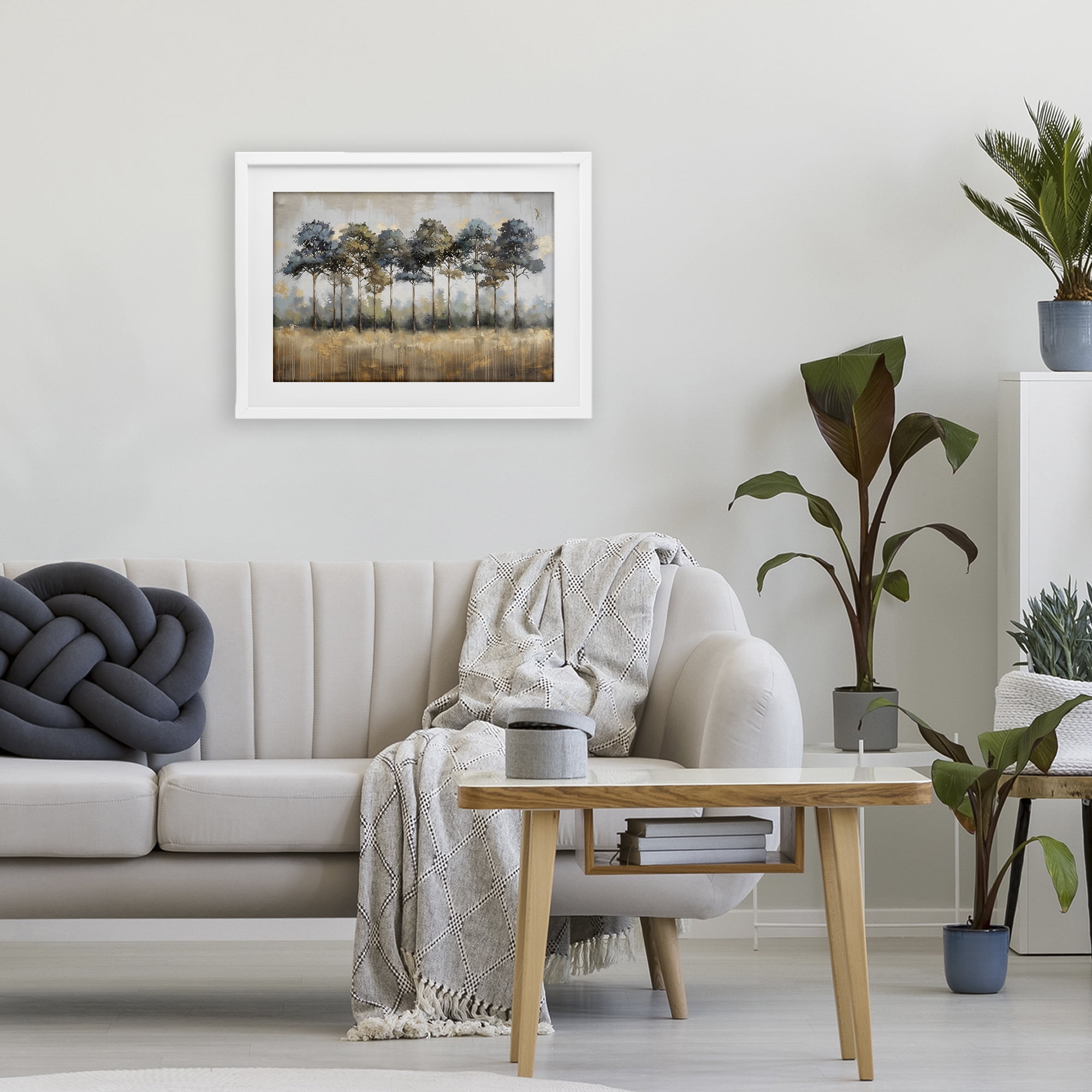 Stupell Industries Green & Blue Forest Grove White Framed Print Under Glass, design by Creative Studio
