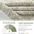 thumbnail image 6 of Curtainking Vintage Look Damask Printed Curtains for Bedroom Living Room Linen Textured Thermal Insulated Grommet Curtains, 50" x 84" 2 Panels, Green on Greyish Beige, 6 of 9