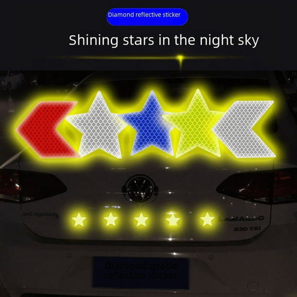 Pegatinas reflectantes para coche, pegatinas de estrellas que brillan en la oscuridad, pegatinas de advertencia para motocicletas y bicicletas eléctricas, pegatinas para la parte trasera del coche,