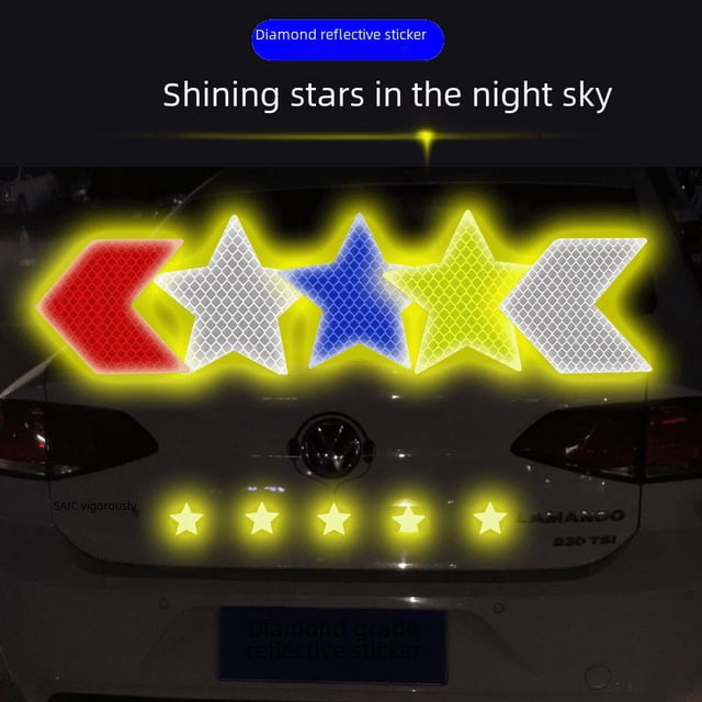 Pegatinas reflectantes para coche, pegatinas de estrellas que brillan en la oscuridad, pegatinas de advertencia para motocicletas y bicicletas eléctricas, pegatinas para la parte trasera del coche,