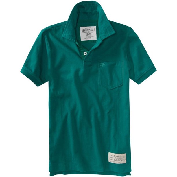 Aeropostale - Polo de rugby para hombre con bolsillo sólido, azul, pequeño