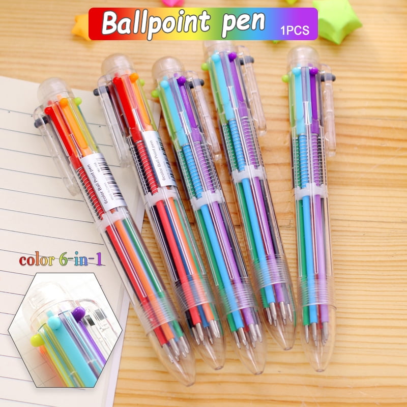Multi-color 6 in 1 Rainbow Ballpoint Pen Ball Point Pen Kid School Office Supply 