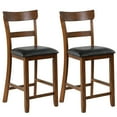 thumbnail image 1 of Set de 2 sillas de barra Costway con asiento alto 65 cm y reposabrazos madera de goma, 1 of 4
