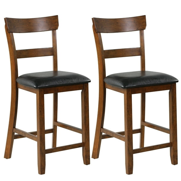Set de 2 sillas de barra Costway con asiento alto 65 cm y reposabrazos madera de goma