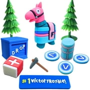 Markhomia Lemoneon Video PresNok Game Cake Toppers Upgraded Designs V2 Battle Royale Llama Decoration for Birthday Party Cake Decor 11Pcs/Set